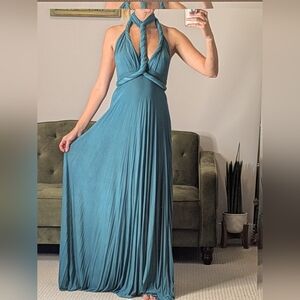 Lulu's Multi-way Dress Emerald Green Flowy Feminine Maxi Dress Size Medium